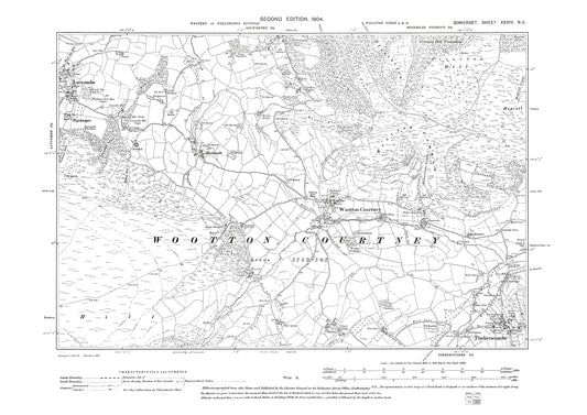 Wootton Courtney, Luccombe, Timberscombe, old map Somerset 1904: 34SE