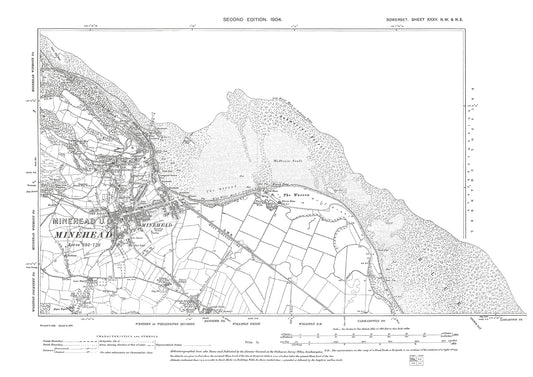 Minehead, Alcombe (north), old map Somerset 1904: 35NW-NE