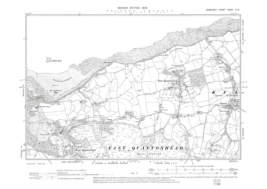 East and West Quantoxhead, Kilve, old map Somerset 1904: 36SE