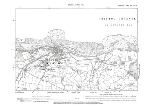 Watchet, St Decumans, Doniford, old map Somerset 1904: 36SW