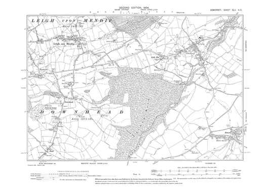 Leigh upon Mendip, Downhead, Chantry, old map Somerset 1904: 42NE