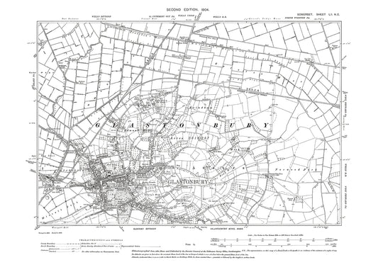 Glastonbury, old map Somerset 1904: 52NE