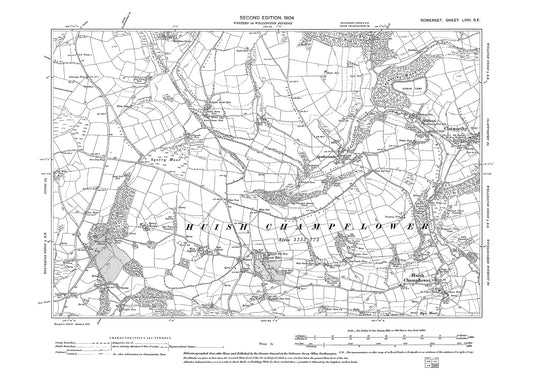 Clatworthy, Huish Champflower, old map Somerset 1904: 58SE