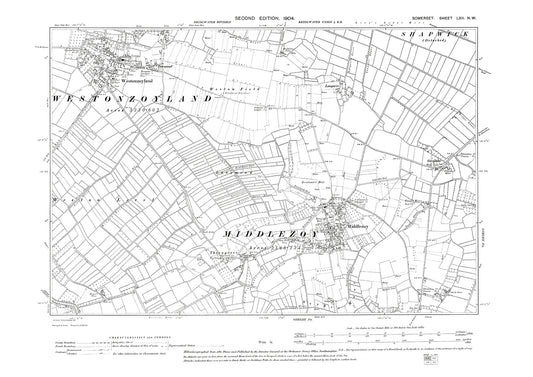 Middlezoy, Westonzoyland, old map Somerset 1904: 62NW