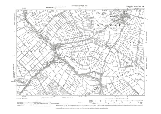 Othery, Burrow Bridge, Stathe, old map Somerset 1904: 62SW