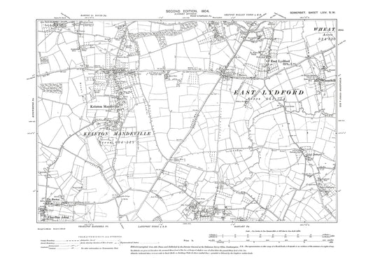 Keinton Mandeville, East Lydford, Babcary, old map Somerset 1904: 64SW