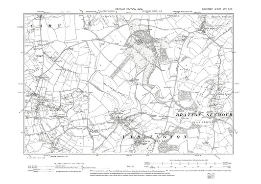 Yarlington, Bratton Seymour, Galhampton, old map Somerset 1904: 65SW