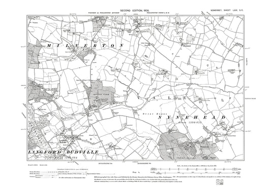 Langford Budville, old map Somerset 1905: 69SE