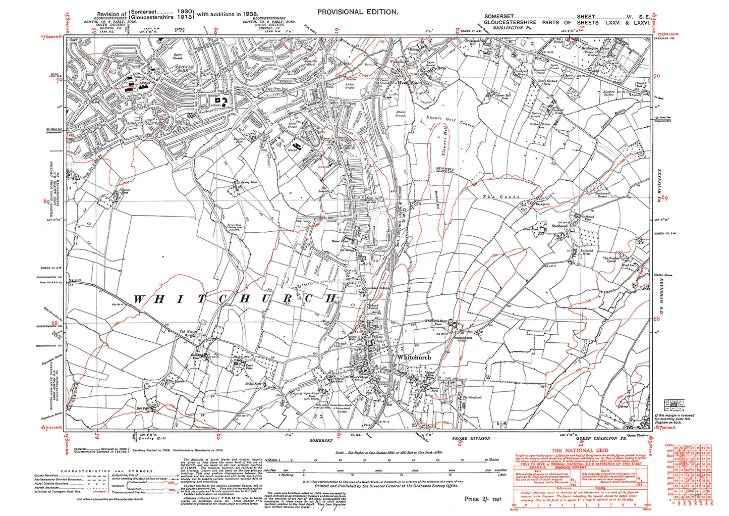 Bristol Knowle Park, Whitchurch, old map Somerset 1938: 6SE