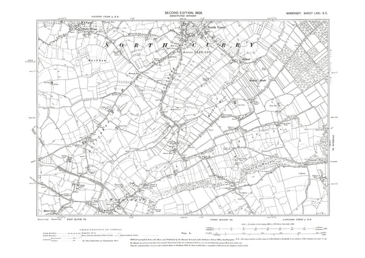 North Curry, Higher Knapp, old map Somerset 1905: 71SE