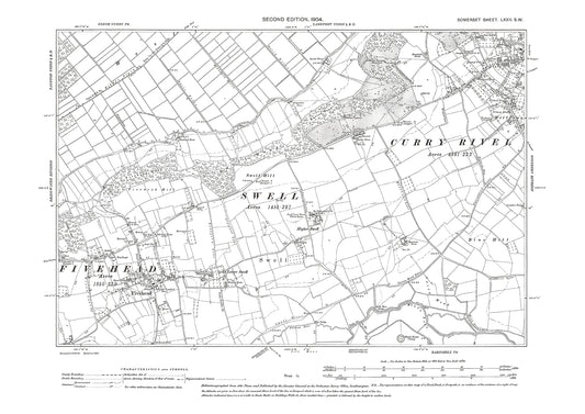 Curry Rivel (west), Fivehead, old map Somerset 1904: 72SW