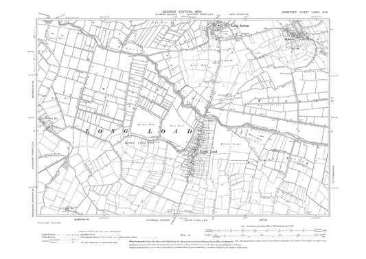 Long Load, Long Sutton, Knole, old map Somerset 1904: 73SW