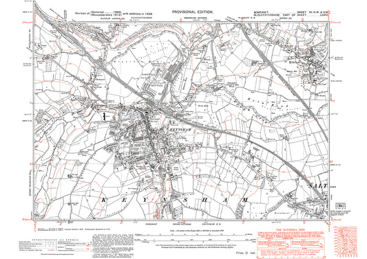 Keynsham, old map Somerset 1938: 7NW-SW