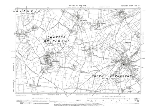 Shepton Beauchamp, South Petherton, Lambrook, old map Somerset 1904: 81SE