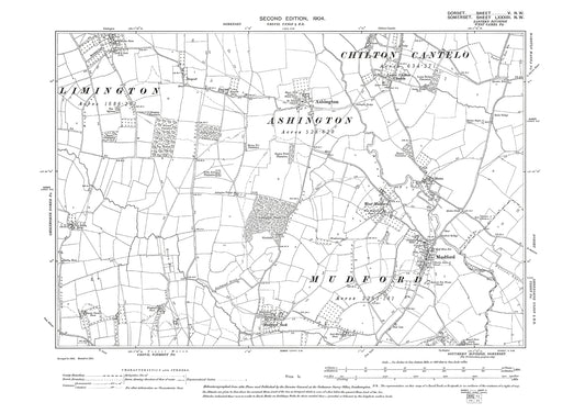 Ashington, Mudford. Limmington (south), Chilton Cantelo (south), old map Somerset 1904: 83NW