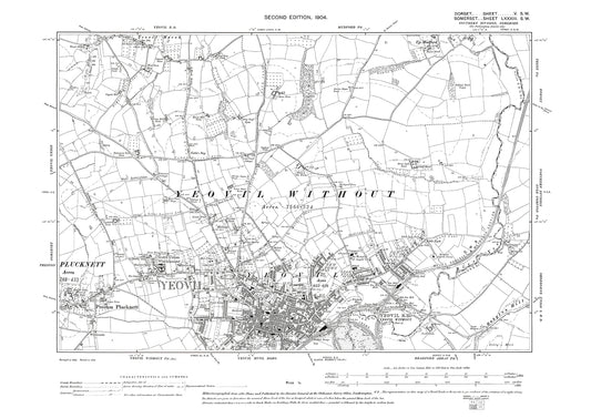 Yeovil (north), Preston Plucknett, old map Somerset 1904: 83SW