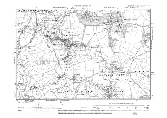 Ilminster, White Lackington, Dowlish Wake, old map Somerset 1904: 88NW