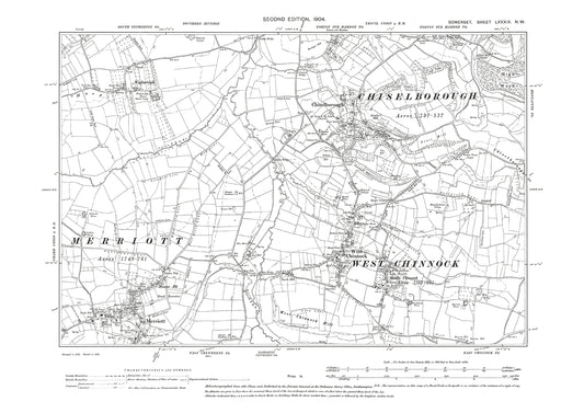 West Chinnock, Chiselborough, Merriot (north), old map Somerset 1904: 89NW