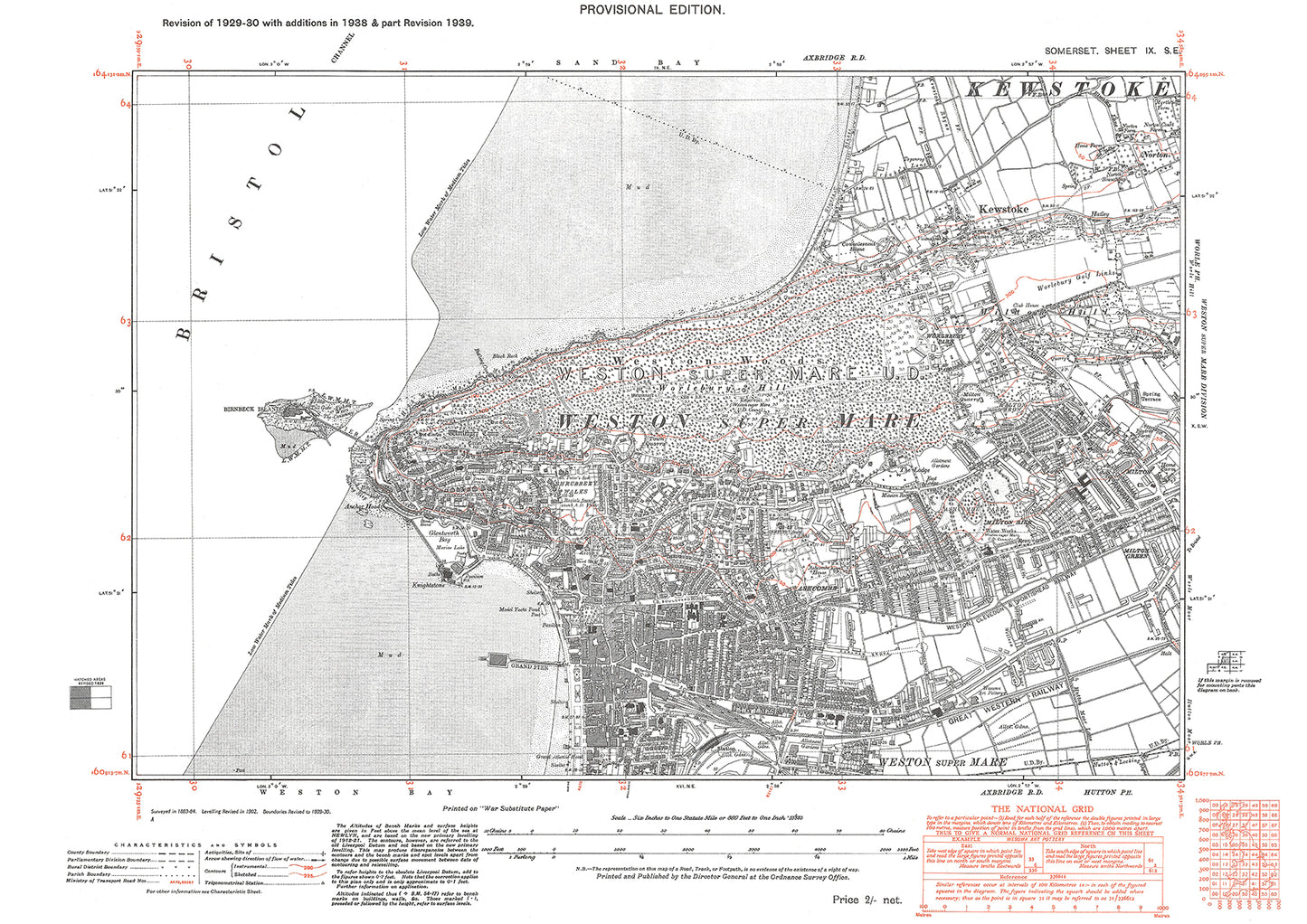 Weston super Mare, old map Somerset 1939: 9SE