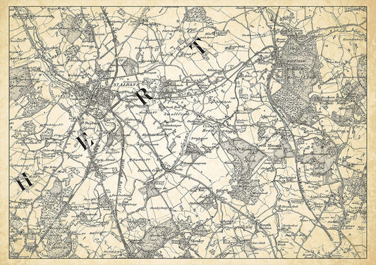 St Albans in 1898, showing the town and the surrounding area