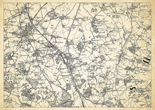 Stevenage in 1898, showing the town and the surrounding area