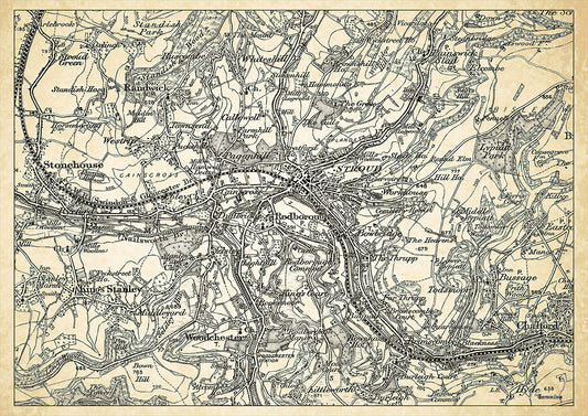 Stroud in 1898, showing the town and the surrounding area