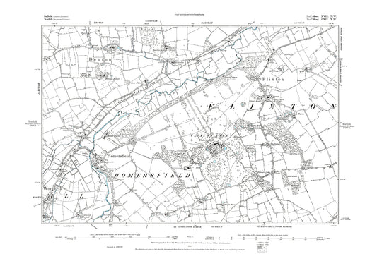 Flixton, Homersfield, old map Suffolk 1886: 17NW