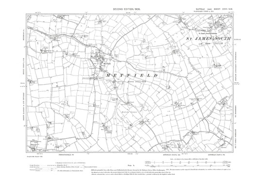 Metfield, St James South Elmham, old map Suffolk 1905: 27NW