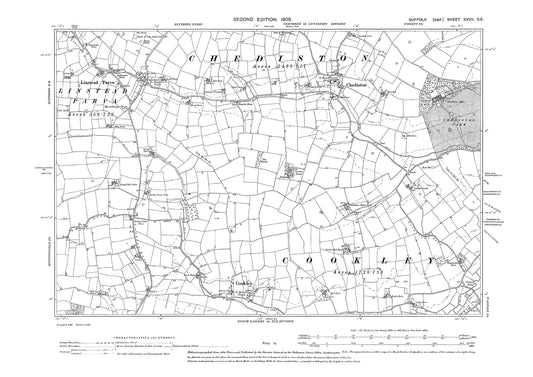 Chediston, Cookley, Linstead Parva, old map Suffolk 1905: 27SE