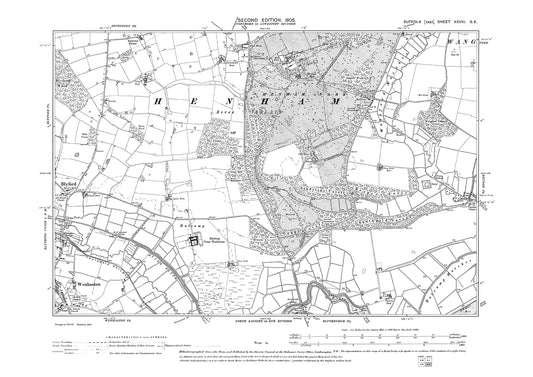 Blyford, Wenhaston, Blything Workhouse, old map Suffolk 1905: 28SE