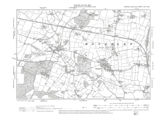 Haughley, Wetherden, Haughley Green, old map Suffolk 1905: 46SW