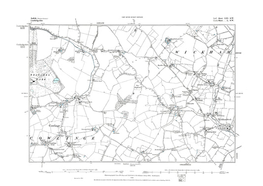 Cowlinge, Wickhambrook, Meeting Green, Attleton Green, old map Suffolk 1883: 53SW
