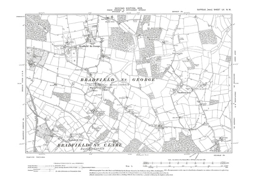 Bradfield St George & St Clare, Maypole Green, old map Suffolk 1905: 55NW