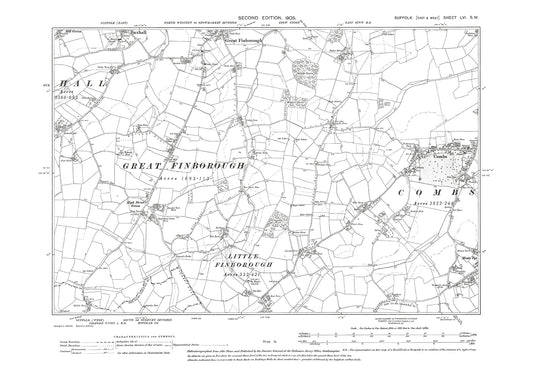 Combs, Great Finborough (south), High Street Green, old map Suffolk 1905: 56SW