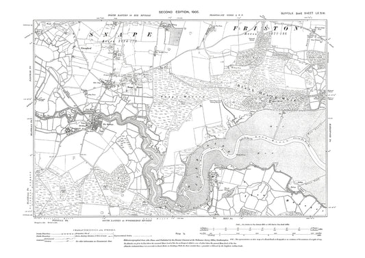 Snape Street, Snape Maltings, old map Suffolk 1905: 60SW