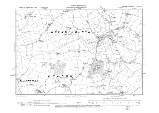 Burgh, Grundisburgh, Great Bealings (north), old map Suffolk 1905: 67SW