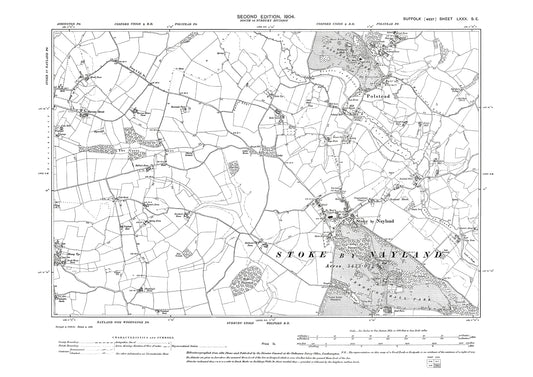 Polstead, Stoke by Nayland, old map Suffolk 1904: 80SE