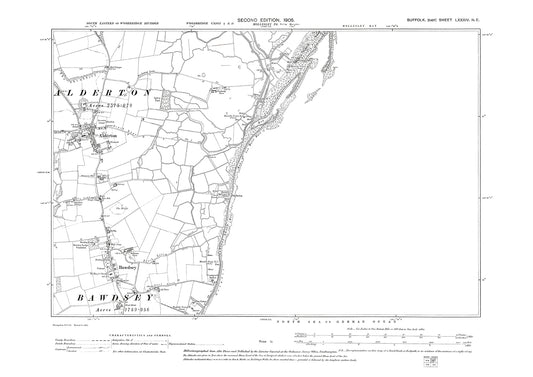 Alderton, Bawdsy, old map Suffolk 1905: 84NE