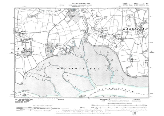 Harkstead, Stutton, old map Suffolk 1899: 88NE