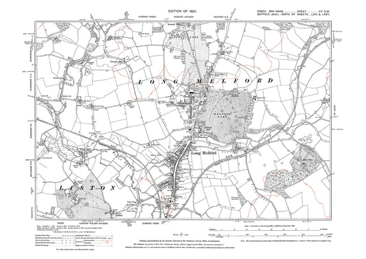 Long Melford, old map Suffolk 1925: pts 63-72