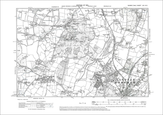 Horsham (north), Warnham, Broadbridge Heath, old map Sussex 1913: 13NE