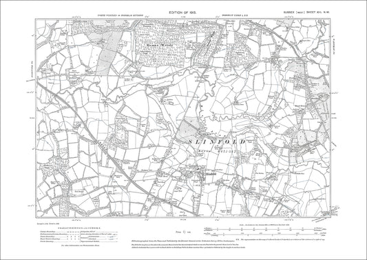 Slinfold, Strood Green, old map Sussex 1913: 13NW