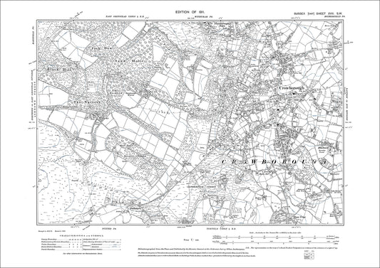 Crowborough, old map Sussex 1911: 17SW