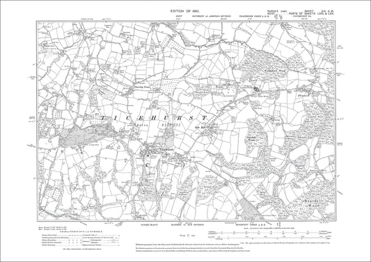 Ticehurst, Flimwell, Dale Hill, Threeleg Cross, old map Sussex 1910: 19SW