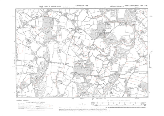 Kirdford, old map Sussex 1914: 23NW
