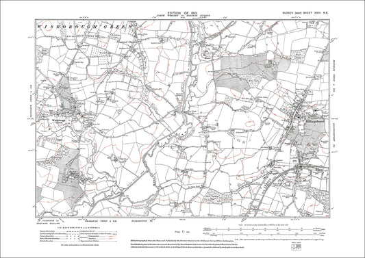 Billingshurst, Wisborough Green, Newpound Common, old map Sussex 1913: 23NE