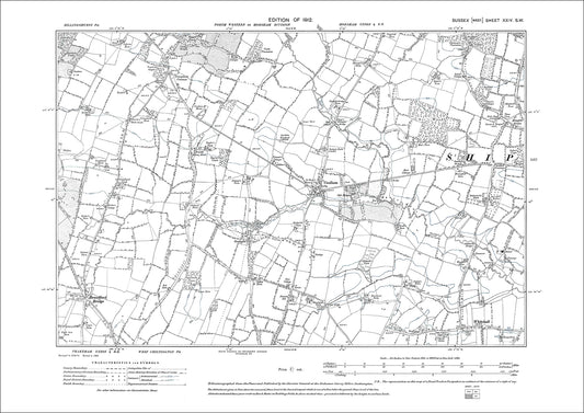 Shipley (west), Coolham, Whitehall, Broadford Bridge, old map Sussex 1914: 24SW