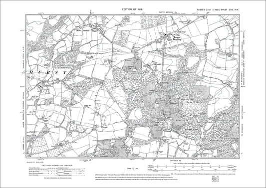 Lower Beeding, Nuthurst, Monk's Common, Crabtree, old map Sussex 1914: 25NW