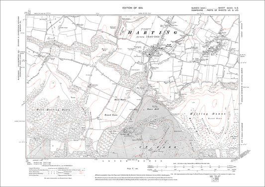 East Harting, South Harting, Tower Hill, old map Sussex 1914: 33NE