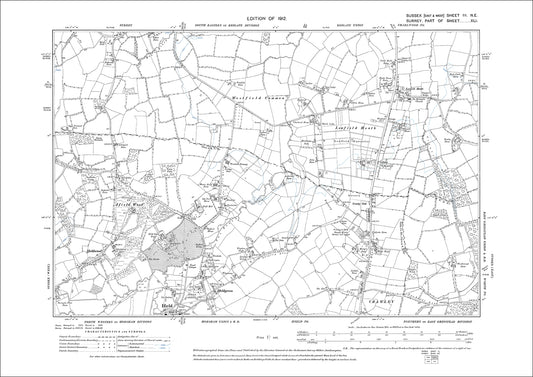 Ifield (north), Ifieldgreen, Crawley (north), old map Sussex 1912: 3NE